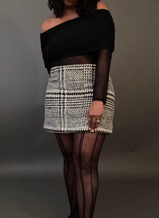 Sidra Off Shoulder Mesh Top - Black - Wellington Hill