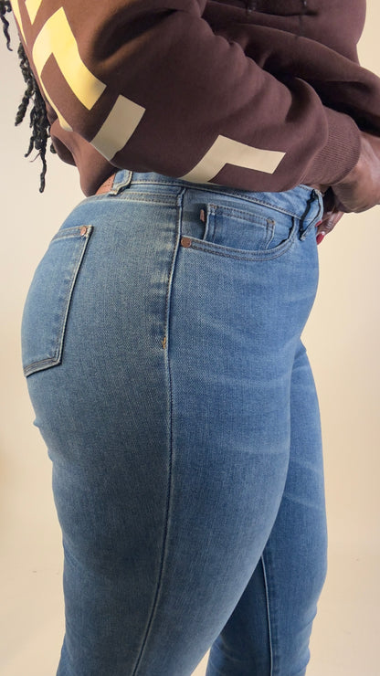 High Waisted Shearling Cuff Straight