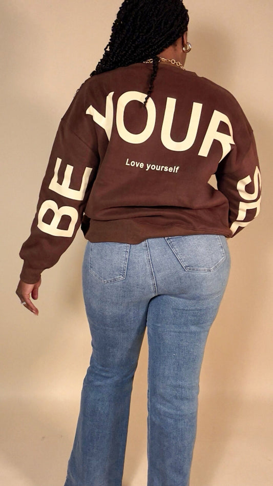 Be Yourself Printed Oversized Sweatshirt