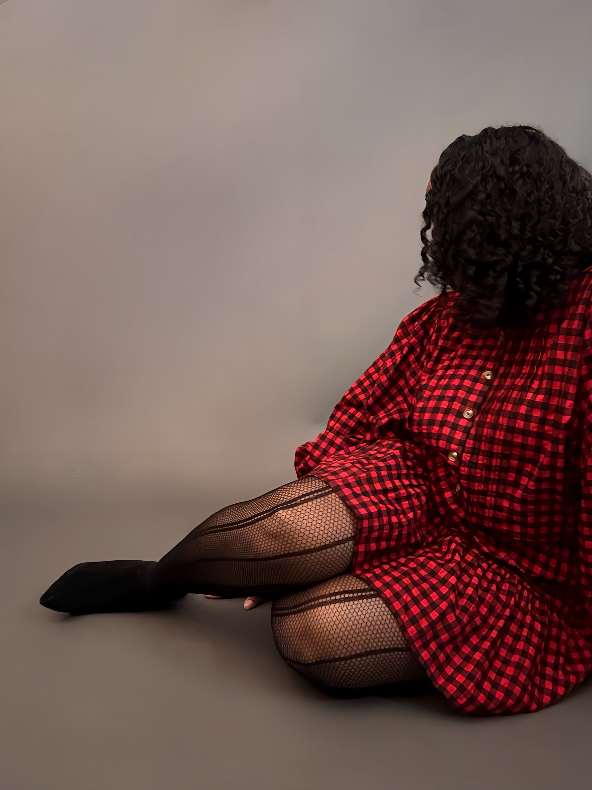 red black Gingham dress elastic waist button down collared collar flowy a line womens ladies clothing